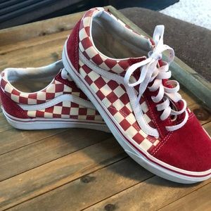 Red Old Skool Checkerboard Skate Shoe from Vans